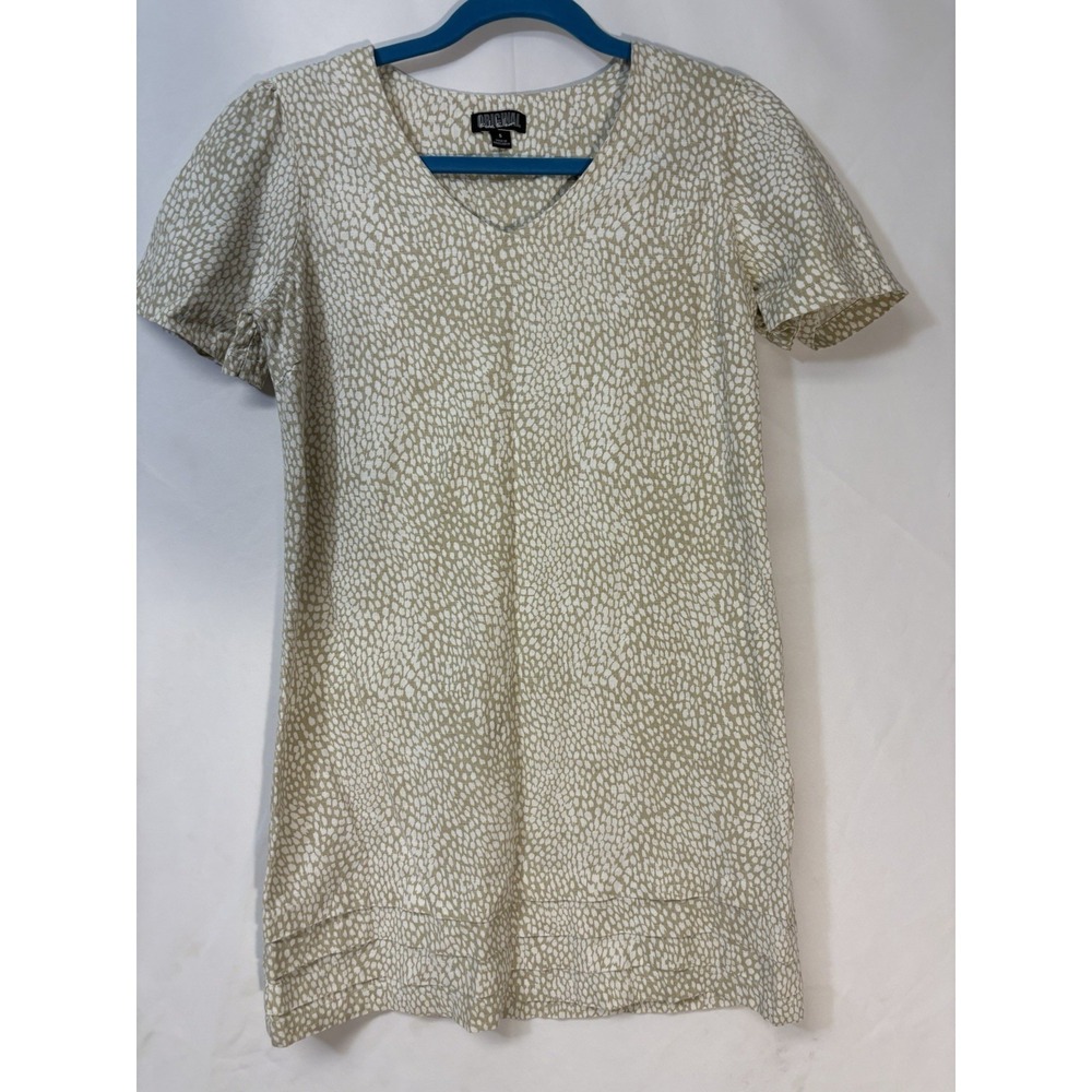 Nicole Miller Original Linen Blend Dress  Woman's Small  Beige White Animal Prin
